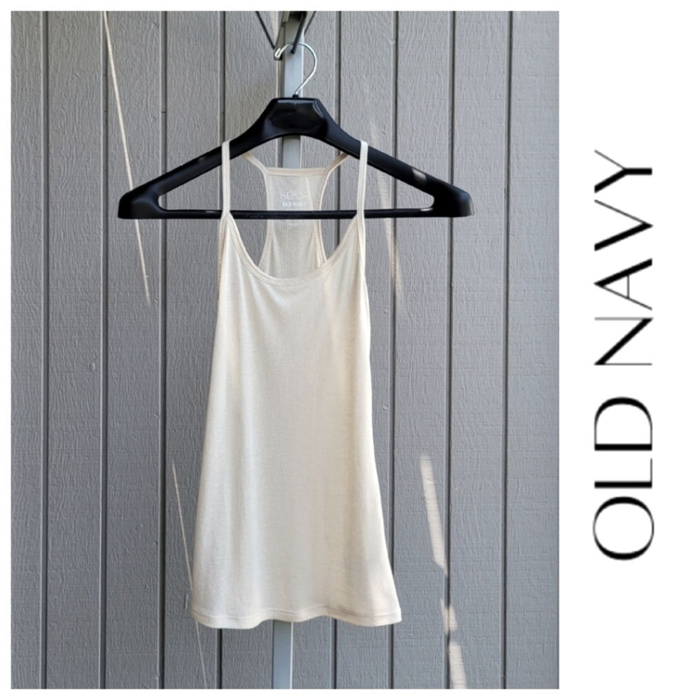 2011 NWOT Lightweight Ribbed Halter Tank Top Small Cream | Old Navy - Picture 1 of 14